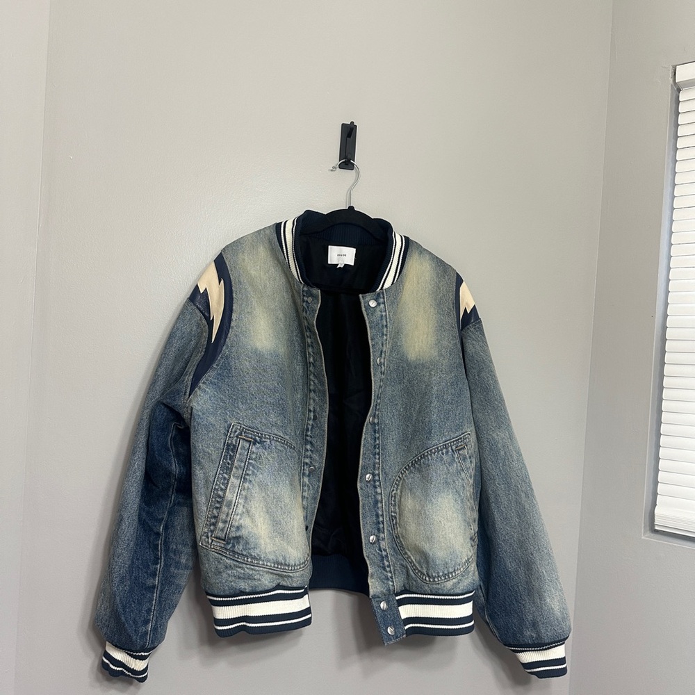 RHUDE DENIM LIGHTING BOMBER JACKET BLACK